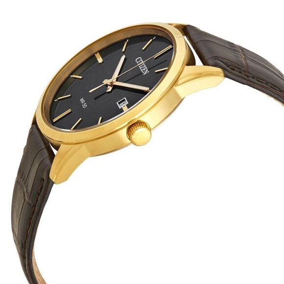 NWT Authentic Citizen Quartz Black Dial Dark Brown Leather Men's Watch - Picture 2 of 3